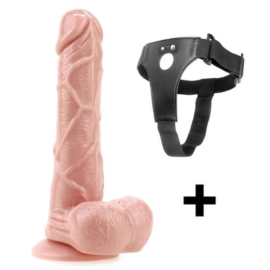 Realdo Strappy 15cm Gerçekçi Testisli Belden Bağlamalı Strap On Protez Penis